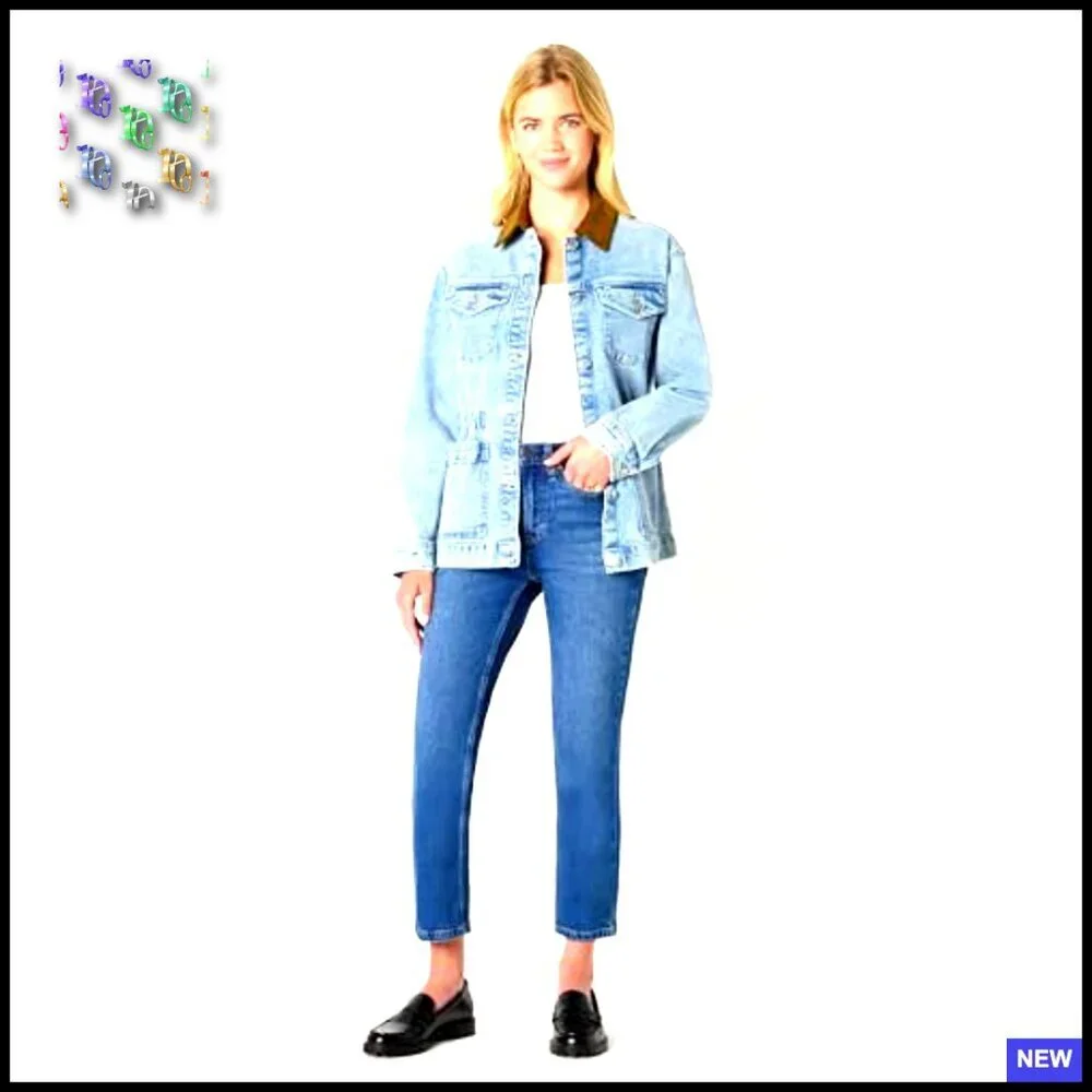 Regular-Fit Denim Barn Jacket Cinched Waist Vintage Workwear Chic - Picture 5 of 7